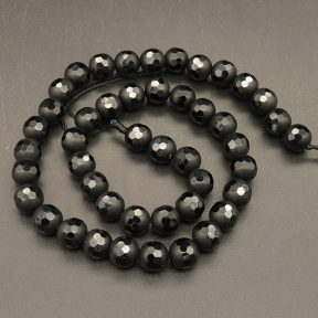 Natural Agate,Round,Frosted,Faceted,Dyed,Black,10mm,Hole:1mm,about 40pcs/strand,about 53g/strand,1 strand/package,15"(38cm),XBGB04456aiov-L001