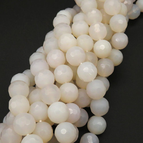 Natural Agate,Round,Frosted,Faceted,Dyed,White,10mm,Hole:1mm,about 40pcs/strand,about 55g/strand,1 strand/package,15"(38cm),XBGB04459aiov-L001