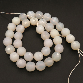 Natural Agate,Round,Frosted,Faceted,Dyed,White,10mm,Hole:1mm,about 40pcs/strand,about 55g/strand,1 strand/package,15"(38cm),XBGB04459aiov-L001