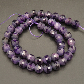 Natural Amethyst,Round,Frosted,Faceted,Purple,8mm,Hole:1mm,about 48pcs/strand,about 55g/strand,1 strand/package,15"(38cm),XBGB04462ajma-L001