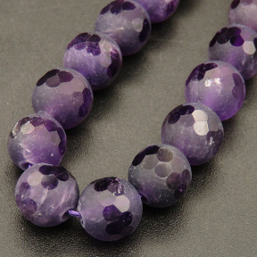 Natural Amethyst,Round,Frosted,Faceted,Purple,8mm,Hole:1mm,about 48pcs/strand,about 55g/strand,1 strand/package,15"(38cm),XBGB04462ajma-L001