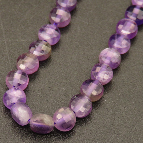 Natural Amethyst,Flat Round,Faceted,Purple,4*2.5mm,Hole:0.5mm,about 95pcs/strand,about 6g/strand,1 strand/package,15"(38cm),XBGB04467vhov-L001