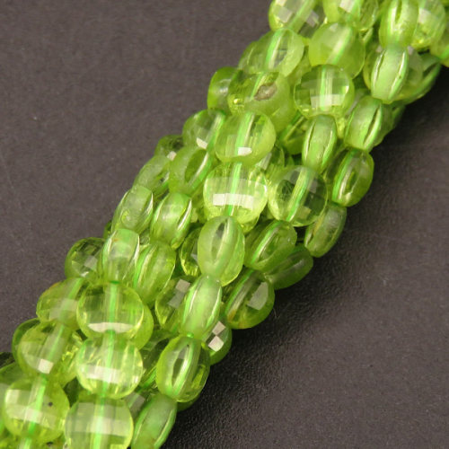 Natural Green Peridot,Flat Round,Faceted,Green,4*2mm,Hole:0.5mm,about 95pcs/strand,about 6g/strand,1 strand/package,15"(38cm),XBGB04469vila-L001