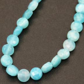 Natural Amazonite,Flat Round,Faceted,Blue,4*2mm,Hole:0.5mm,about 95pcs/strand,about 5g/strand,1 strand/package,15"(38cm),XBGB04477vhov-L001