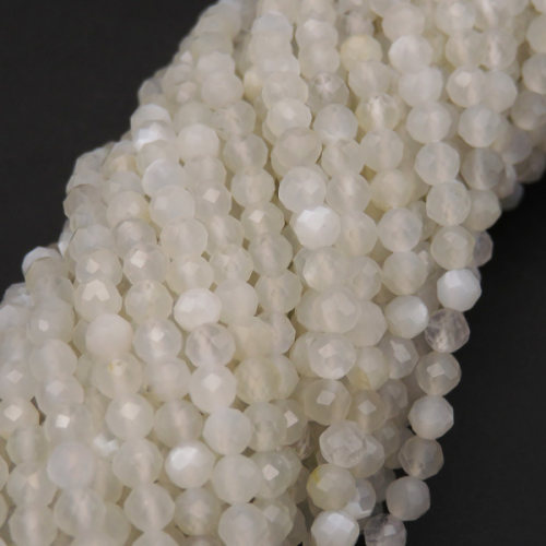 Natural White Moonstone,Round,Faceted,White,4mm,Hole:0.5mm,about 90pcs/strand,about 5g/strand,1 strand/package,15"(38cm),XBGB04503bhia-L001