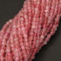 Natural Strawberry Quartz,Round,Faceted,Dyed,Pink,3mm,Hole:0.5mm,about 126pcs/strand,about 7g/strand,1 strand/package,15"(38cm),XBGB04509vbpb-L001