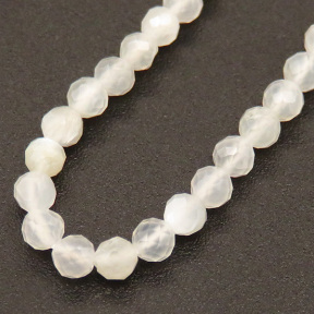 Natural White Moonstone,Round,Faceted,White,3mm,Hole:0.5mm,about 126pcs/strand,about 5g/strand,1 strand/package,15"(38cm),XBGB04519bhia-L001