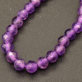 Natural Amethyst,Round,Faceted,Purple,3mm,Hole:0.5mm,about 126pcs/strand,about 5g/strand,1 strand/package,15"(38cm),XBGB04525ahjb-L001