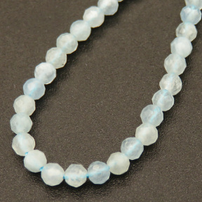 Natural Aquamarine,Round,Faceted,Blue,2mm,Hole:0.5mm,about 190pcs/strand,about 3g/strand,1 strand/package,15"(38cm),XBGB04535ahlv-L001