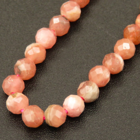 Natural Argentina Rhodochrosite,Round,Faceted,Pink,3mm,Hole:0.5mm,about 126pcs/strand,about 6g/strand,1 strand/package,15"(38cm),XBGB04537bhia-L001