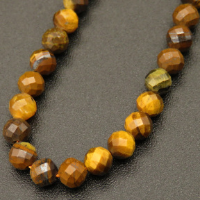 Natural Gold Tiger Eye,Round,Faceted,Brown,4mm,Hole:0.5mm,about 190pcs/strand,about 6g/strand,1 strand/package,15"(38cm),XBGB04541bhia-L001