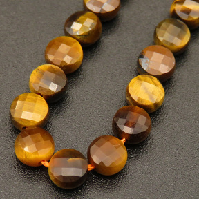 Natural Gold Tiger Eye,Grade A,Flat Round,Faceted,Brown,4.5*3mm,Hole:0.5mm,about 81pcs/strand,about 8g/strand,1 strand/package,15"(38cm),XBGB04543ahjb-L001
