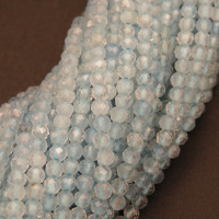 Transparent Natural Aquamarine,Grade A,Round,Faceted,Blue,2mm,Hole:0.5mm,about 190pcs/strand,about 3g/strand,1 strand/package,15"(38cm),XBGB04547ahlv-L001