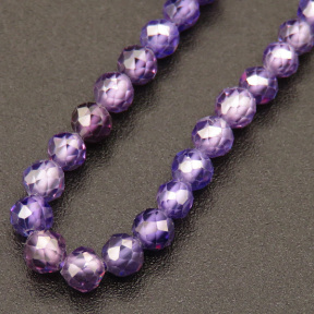 Synthetic Cubic Zirconia,Round,Faceted,Dyed,Purple,3mm,Hole:0.5mm,about 126pcs/strand,about 9g/strand,1 strand/package,15"(38cm),XBGB04551vbpb-L001
