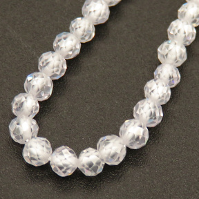 Synthetic Cubic Zirconia,Round,Faceted,White,3mm,Hole:0.5mm,about 126pcs/strand,about 9g/strand,1 strand/package,15"(38cm),XBGB04555vbpb-L001
