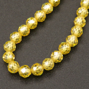 Synthetic Cubic Zirconia,Round,Faceted,Dyed,Yellow,3mm,Hole:0.5mm,about 126pcs/strand,about 9g/strand,1 strand/package,15"(38cm),XBGB04559vbpb-L001