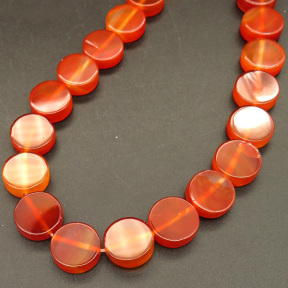 Natural Agate,Flat Round,Dyed,Orange,14*5mm,Hole:1mm,about 29pcs/strand,about 54g/strand,1 strand/package,16"(40cm),XBGB04568aiov-L001