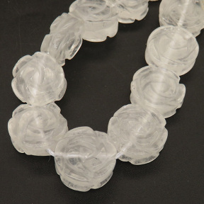Natural White Crystal,Flat Round,Carved flower,White,15*7mm,Hole:1mm,about 24pcs/strand,about 69g/strand,1 strand/package,15"(38cm),XBGB04578vkla-L001
