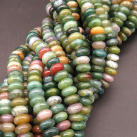 Natural Indian Agate,Abacus Beads,Green,8*4mm,Hole:1.2mm,about 97pcs/strand,about 38g/strand,1 strand/package,15"(38cm),XBGB04587ahjb-L001