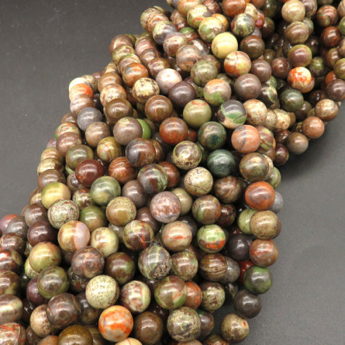 Natural Picasso Jasper,Round,Brown,6mm,Hole:1.2mm,about 65pcs/strand,about 22g/strand,1 strand/package,15"(38cm),XBGB04589vbnb-L001