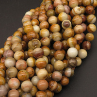 Natural Picasso Jasper,Round,Brown,6mm,Hole:1mm,about 65pcs/strand,about 22g/strand,1 strand/package,15"(38cm),XBGB04595vbnb-L001