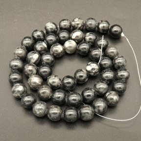 Natural Picasso Jasper,Round,Black,6mm,Hole:1.5mm,about 65pcs/strand,about 22g/strand,1 strand/package,15"(38cm),XBGB04601vbnb-L001