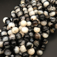 Natural Agate,Round,Dyed,Black and White,14mm,Hole:1.5mm,about 28pcs/strand,about 106g/strand,1 strand/package,15"(38cm),XBGB04613aiov-L001