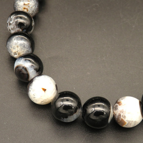 Natural Agate,Round,Dyed,Black and White,14mm,Hole:1.5mm,about 28pcs/strand,about 106g/strand,1 strand/package,15"(38cm),XBGB04613aiov-L001