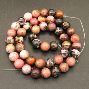 Natural Black line Rhodochrosite,Round,Pink and Black,6mm,Hole:1mm,about 65pcs/strand,about 22g/strand,1 strand/package,15"(38cm),XBGB04615bbov-L001