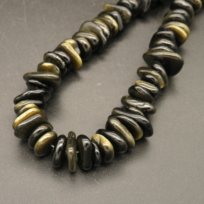 Natural Golden Obsidian,Irregular Gasket,Black,15.5*2~10*8.5mm,Hole:1mm,about 134pcs/strand,about 64g/strand,1 strand/package,15"(38cm),XBGB04621bhia-L001