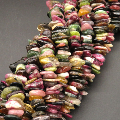 Natural Tourmaline,Irregular Gasket,Mixed Color,17*10~8*7mm,Hole:1mm,about 134pcs/strand,about 65g/strand,1 strand/package,15"(38cm),XBGB04627vhmv-L001