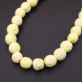 Natural Volcanicrock,Round,Dyed,Yellow,6mm,Hole:1.5mm,about 65pcs/strand,about 15g/strand,1 strand/package,15"(38cm),XBGB04663baka-L001
