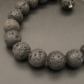 Natural Volcanicrock,Round,Dark Grey,16mm,Hole:1.5mm,about 25pcs/strand,about 117g/strand,1 strand/package,15"(38cm),XBGB04677vbpb-L001