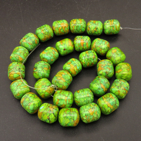 Synthesis Howlite,Turquoise,Cylinder,Dyed,Green,13*12mm,Hole:1.2mm,about 30pcs/strand,about 82g/strand,1 strand/package,16"(40cm),XBGB04695bhia-L001
