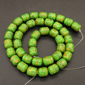 Synthesis Howlite,Turquoise,Cylinder,Dyed,Green,10*8mm,Hole:1.2mm,about 41pcs/strand,about 41g/strand,1 strand/package,16"(40cm),XBGB04698bhia-L001