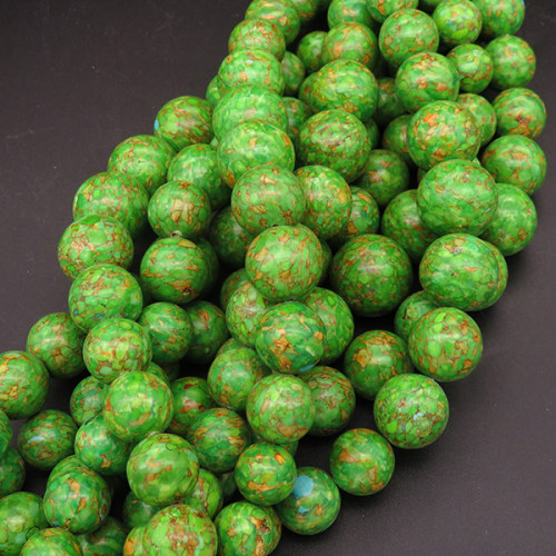 Synthesis Howlite,Turquoise,Round Sequence Beads,Dyed,Green,20mm~11mm,Hole:1.2mm,about 31pcs/strand,about 105g/strand,1 strand/package,17"(42cm),XBGB04704bhia-L001
