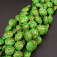 Synthesis Howlite,Turquoise,Flat Round Sequence Beads,Dyed,Green,22*14~12*7mm,Hole:1.2mm,about 25pcs/strand,about 82g/strand,1 strand/package,16"(41cm),XBGB04707bhia-L001