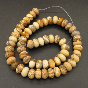 Natural Picture Jasper,Abacus Beads,Brown,10*6mm,Hole:1mm,about 61pcs/strand,about 61g/strand,1 strand/package,15"(38cm),XBGB04710vhkb-L001