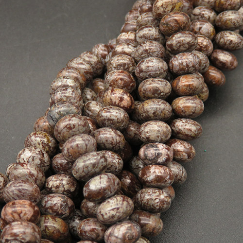 Natural Snowflake Obsidian,Abacus Beads,Brown,8*5mm,Hole:1mm,about 76pcs/strand,about 36g/strand,1 strand/package,15"(38cm),XBGB04716ahjb-L001