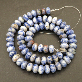 Natural Blue Spot Jasper,Abacus Beads,Blue,8*5mm,Hole:1mm,about 76pcs/strand,about 37g/strand,1 strand/package,15"(38cm),XBGB04728ahjb-L001
