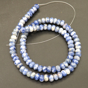 Natural Blue Spot Jasper,Abacus Beads,Blue,6*4mm,Hole:1mm,about 95pcs/strand,about 23g/strand,1 strand/package,15"(38cm),XBGB04741ahjb-L001