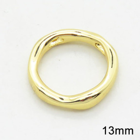 Brass Bead Frames,Double hole,Ring,Long-lasting plated,Gold,13mm,Hole:1.5x2.5mm,about 0.82g/pc,5 pcs/package,XFF00632aahm-G030