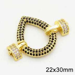 Brass Cubic Zirconia Links Connectors,Drop,Long-lasting plated,Gold,22x30mm,Hole:2mm,about 3g/pc,3 pcs/package,XFL01729vbpb-G030