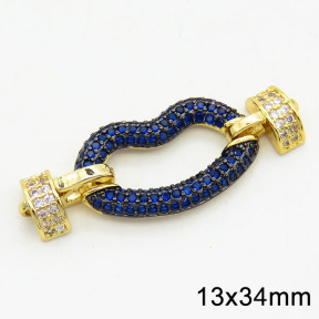Brass Cubic Zirconia Links Connectors,Lips,Long-lasting plated,Gold and Black,13x34mm,Hole:2mm,about 2.80g/pc,3 pcs/package,XFL01747bhhk-G030