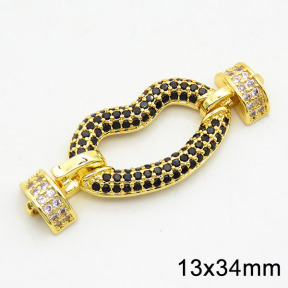 Brass Cubic Zirconia Links Connectors,Lips,Long-lasting plated,Gold,13x34mm,Hole:2mm,about 2.80g/pc,3 pcs/package,XFL01749bbok-G030