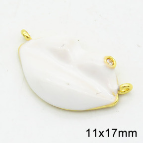 Brass Enamel Cubic Zirconia Links Connectors,Lips,Long-lasting plated,Gold,11x17mm,Hole:1.5mm,about 1.70g/pc,5 pcs/package,XFL01788aaio-G030