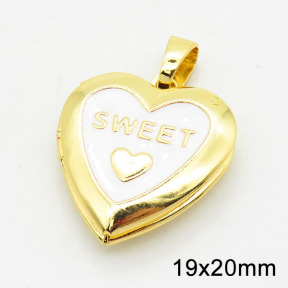 Brass Enamel Locket Pendants,Photo Frame Charms for Necklaces,Heart,Long-lasting plated,Gold,5x19x20mm,Hole:3x5mm,about 2.67g/pc,5 pcs/package,XFPC02461avja-G030