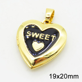 Brass Enamel Locket Pendants,Photo Frame Charms for Necklaces,Heart,Long-lasting plated,Gold,5x19x20mm,Hole:3x5mm,about 2.67g/pc,5 pcs/package,XFPC02461avja-G030