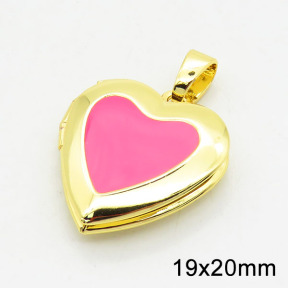 Brass Enamel Locket Pendants,Photo Frame Charms for Necklaces,Heart,Long-lasting plated,Gold,5x19x20mm,Hole:3x5mm,about 2.72g/pc,5 pcs/package,XFPC02467avja-G030