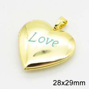 Brass Enamel Locket Pendants,Photo Frame Charms for Necklaces,Heart,Long-lasting plated,Gold,7x28x29mm,Hole:4x6mm,about 5.26g/pc,5 pcs/package,XFPC02472aaji-G030